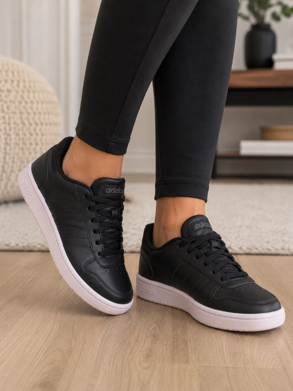 Adidas Neo Hoops 2.0 Black & Pink Sneakers EE7895 Womens Size 7 Athletic Shoes
